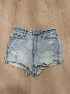 Abercrombie & Fitch Light Wash Distressed Denim Shorts